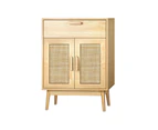 Oikiture Sideboard Cabinet Buffet Rattan Furniture Cupboard Hallway Table Wood