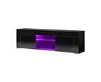 Oikiture Entertainment Unit TV Stand LED Gloss 130cm - Black