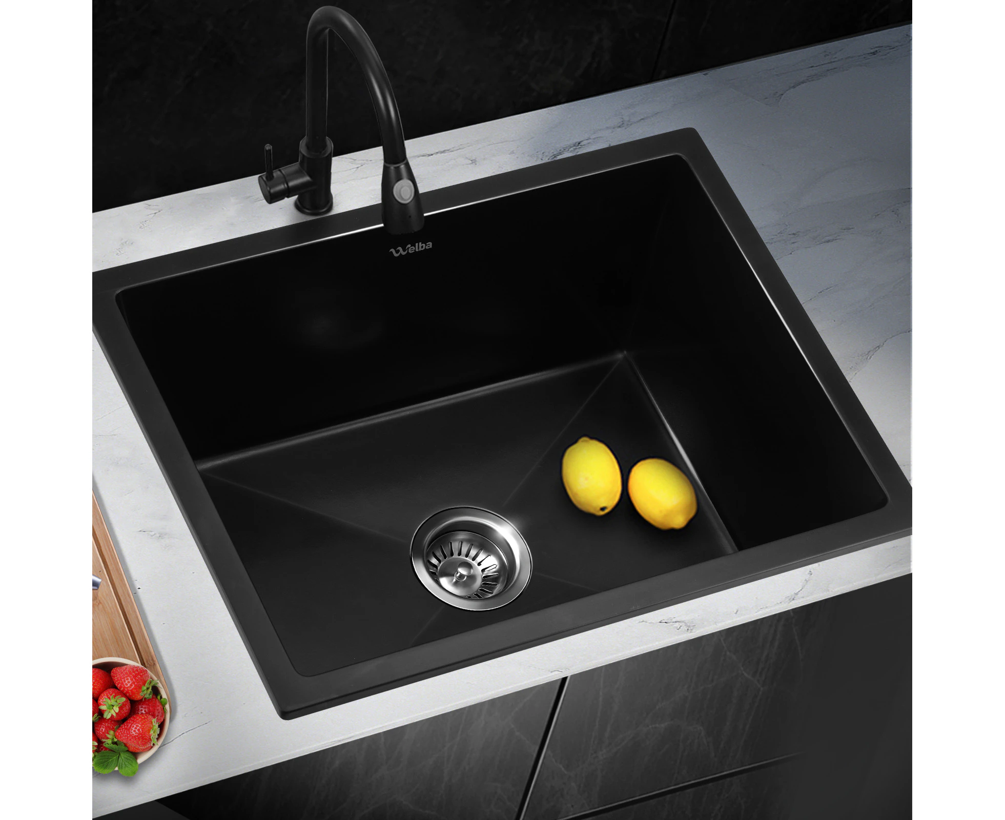 Welba Kitchen Sink 59x45cm Granite Stone - Black