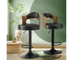 Oikiture Bar Stools Kitchen Swivel Barstool Chair Gas Lift Metal Leather BlackA2