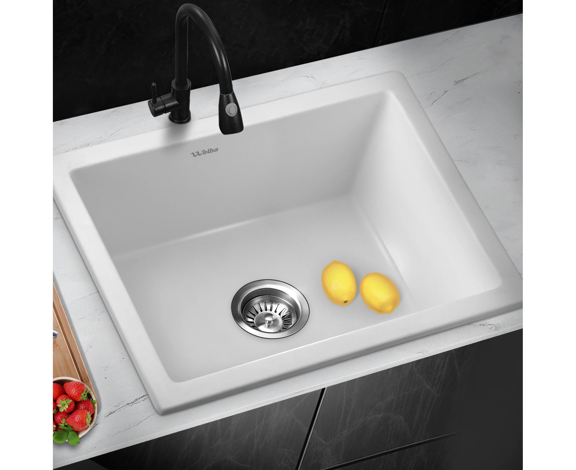 Welba Kitchen Sink 59x45cm Granite Stone - White