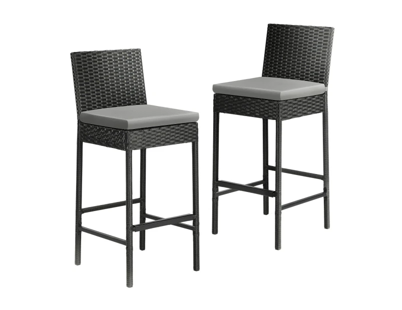 Livsip Outdoor Bar Stools Patio Dining Chairs Rattan Wicker Furniture Set of 2