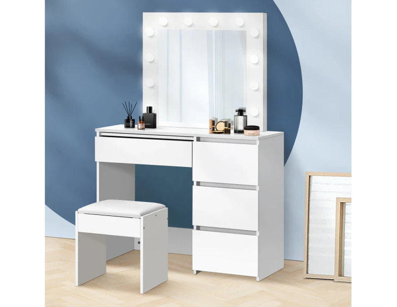 Oikiture Dressing Table Mirror Stool - White