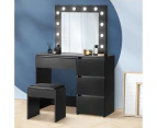 Oikiture Dressing Table Mirror Stool - Black