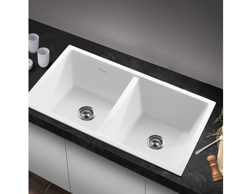 Welba Kitchen Sink 77x45cm Granite Stone - White
