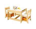 Oikiture Kids Table and Chairs Set Activity Children Chalkboard Drawing Play Desk Toys Storage Box