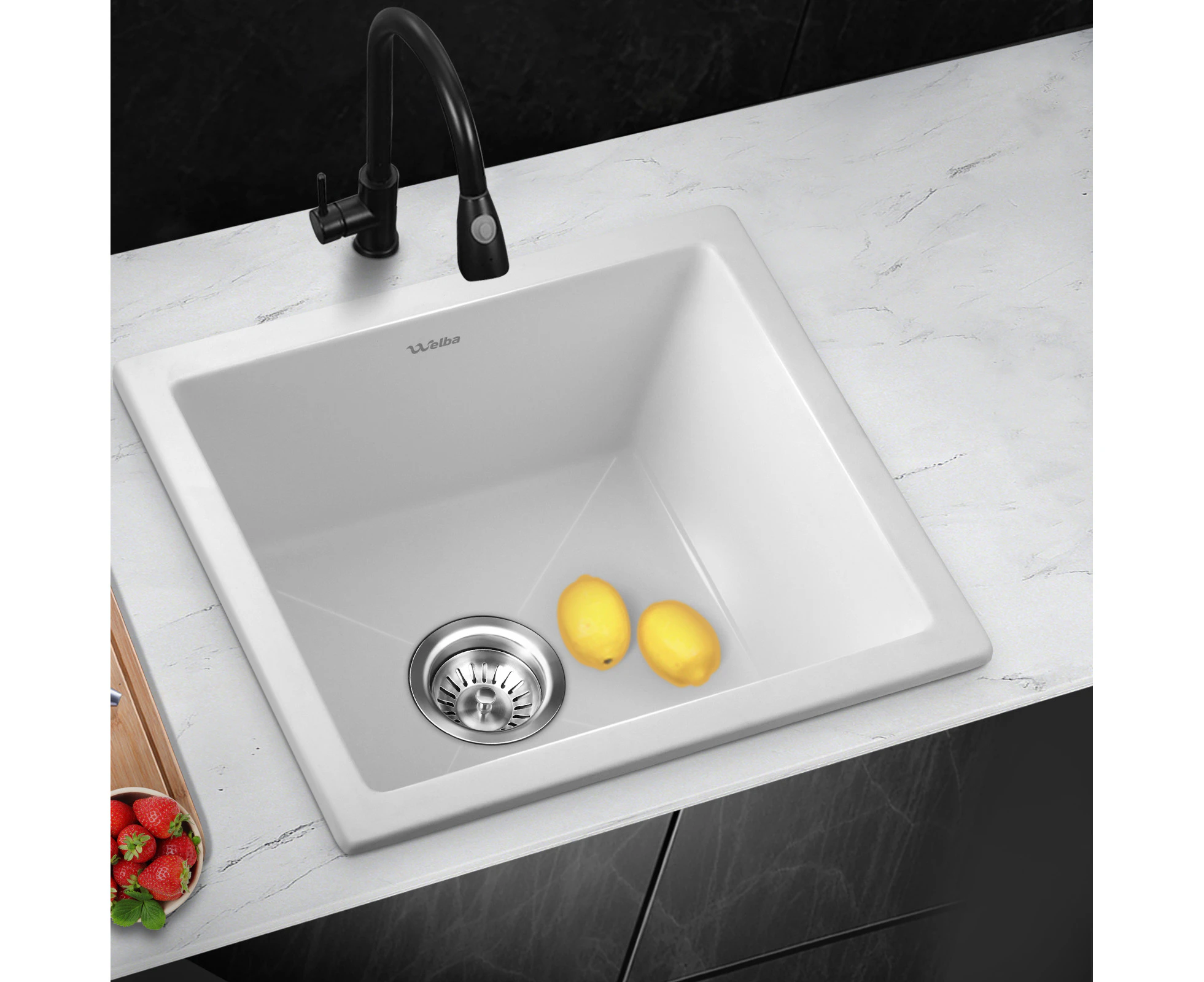 Welba Kitchen Sink 46x41cm Granite Stone - White