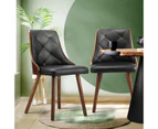 Oikiture x2 Dining Chairs Wooden Chair Kitchen Cafe Faux Leather Padded Seat