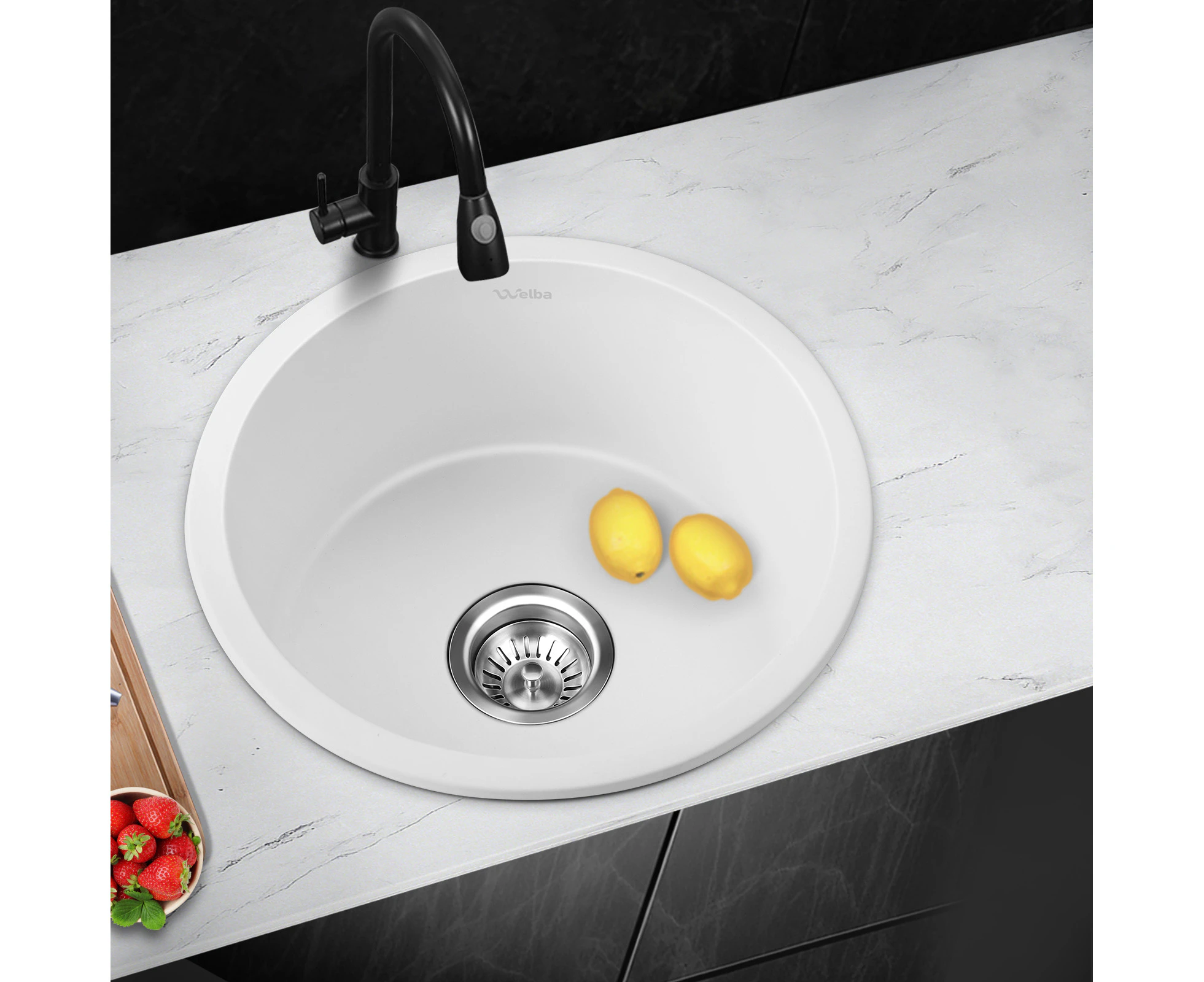 Welba Kitchen Sink 43x43cm Granite Stone - White