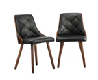 Oikiture x2 Dining Chairs Wooden Chair Kitchen Cafe Faux Leather Padded Seat