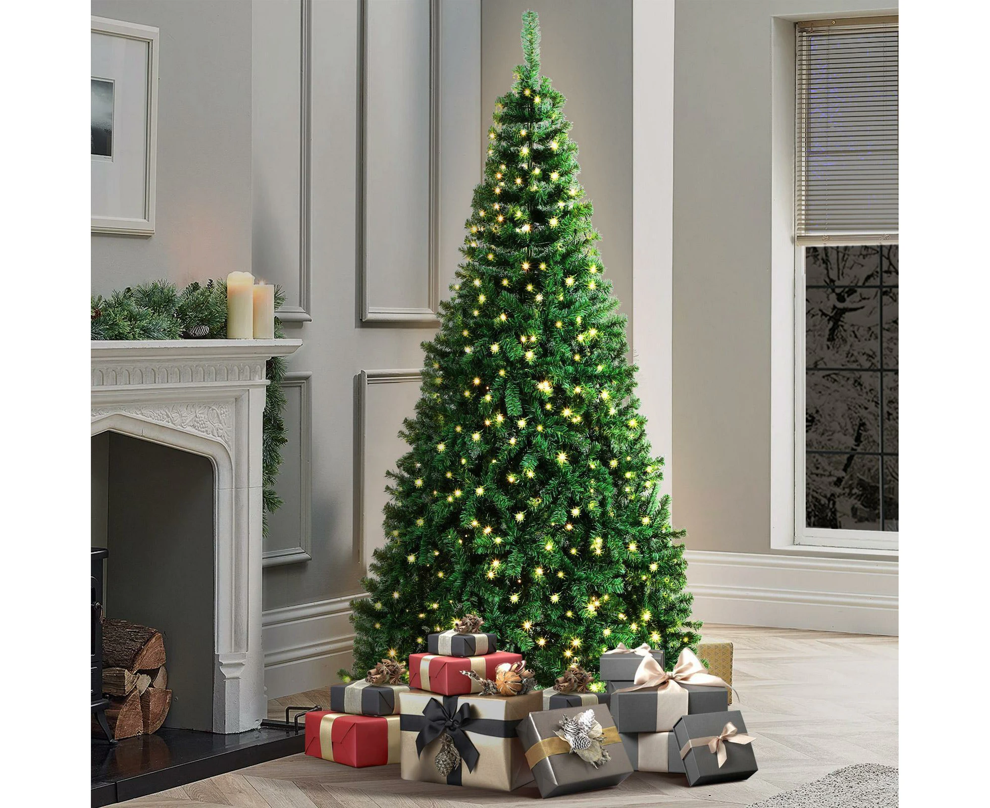 Mazam LED Christmas Tree 1.8M 6FT Xmas Trees Decorations Green 800 Tips