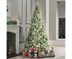 Mazam LED Christmas Tree 2.4M 8FT Xmas Trees White Snow Flocked Decorations