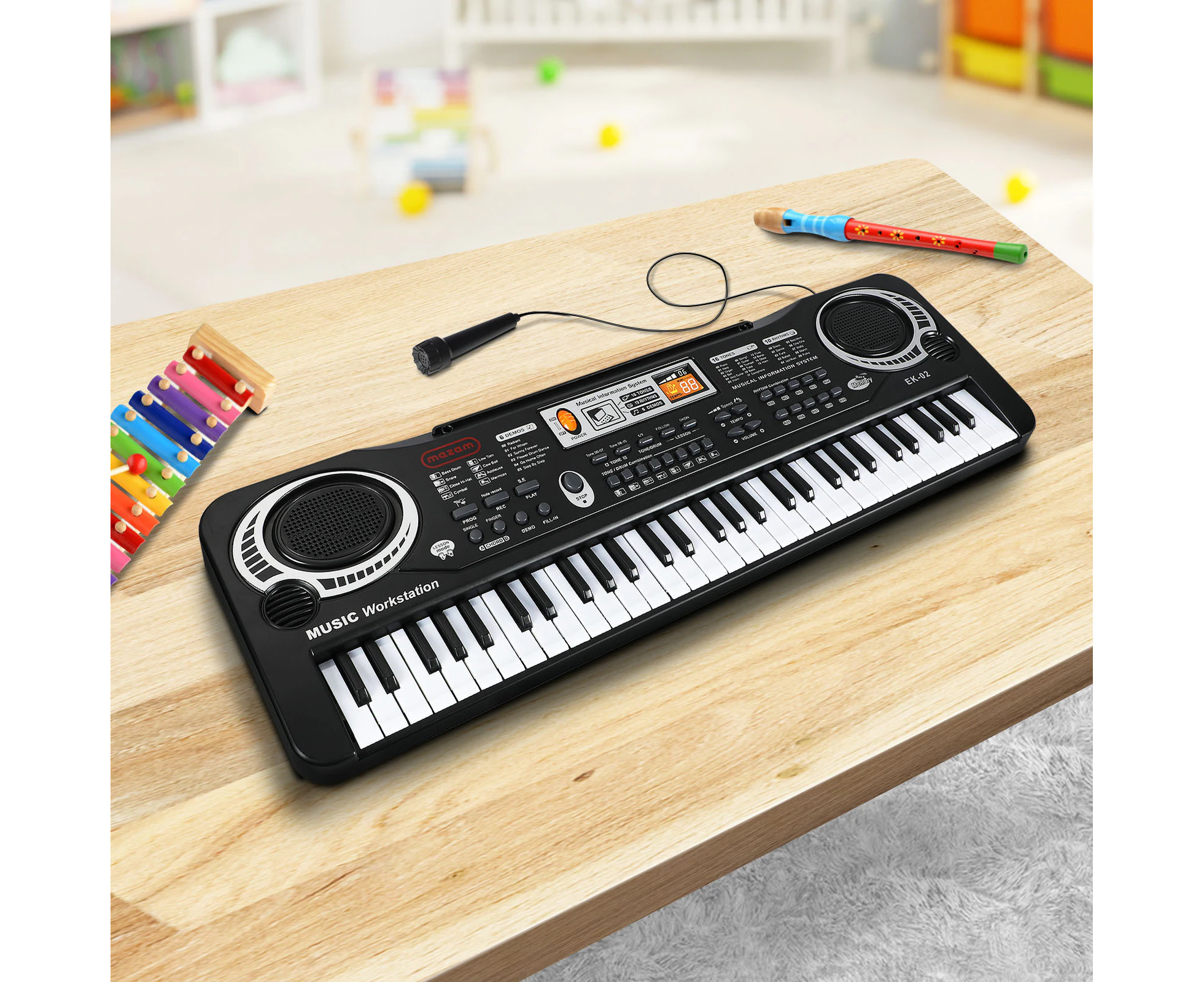 Mazam 61 Keys Piano Keyboard Electronic Musical Kids Toy Gift With Microphone