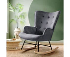 Oikiture Rocking Chair Nursing Armchair Velvet Accent Chairs Upholstered Grey