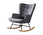 Oikiture Rocking Chair Nursing Armchair Velvet Accent Chairs Upholstered Grey