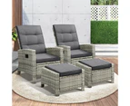 Livsip Sun lounge Recliner Chair Wicker Lounger Sofa Day Bed Outdoor Furniture Patio Set of 4 Pieces