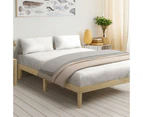 Oikiture Bed Frame Double Wooden Platform Bed Base Frame Wood Natural Pinewood