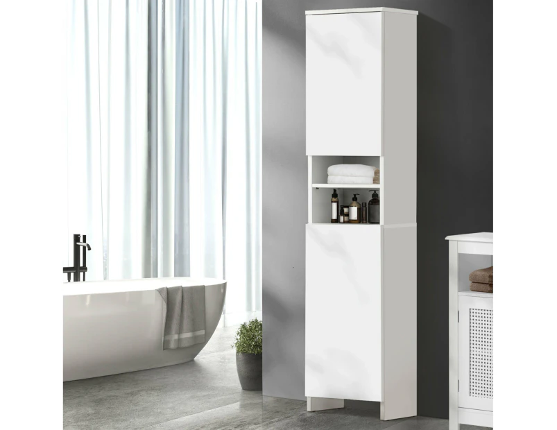 Oikiture Bathroom Cabinet Storage Laundry Tall Slim Toilet Floor  Cupboard White