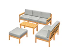 Livsip Outdoor Furniture Set 6-Seater Lounge Setting Table Chair Wooden Patio Furniture