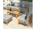 Livsip Outdoor Furniture Set 6-Seater Lounge Setting Table Chair Wooden Patio Furniture