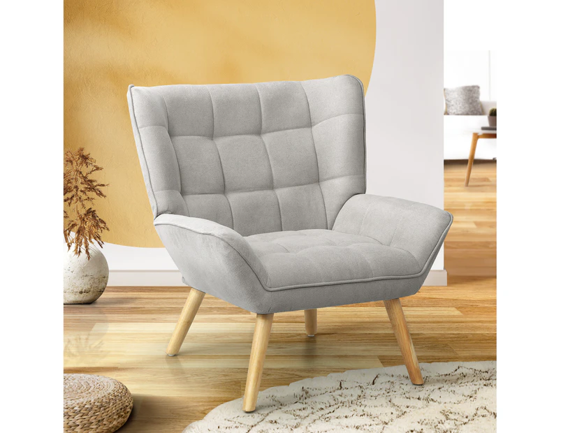 Oikiture Armchair Fabric Upholstered Grey