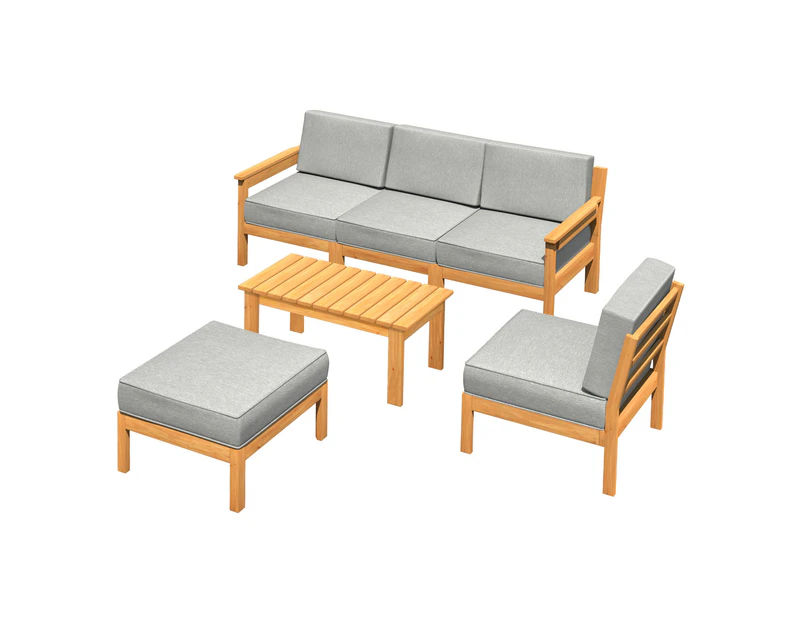 Livsip Outdoor Furniture 6-Piece Wooden Sofa Set Couch Lounge Dining Setting Patio Furniture with Cushions