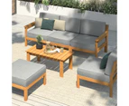 Livsip Outdoor Furniture 6-Piece Wooden Sofa Set Couch Lounge Dining Setting Patio Furniture with Cushions