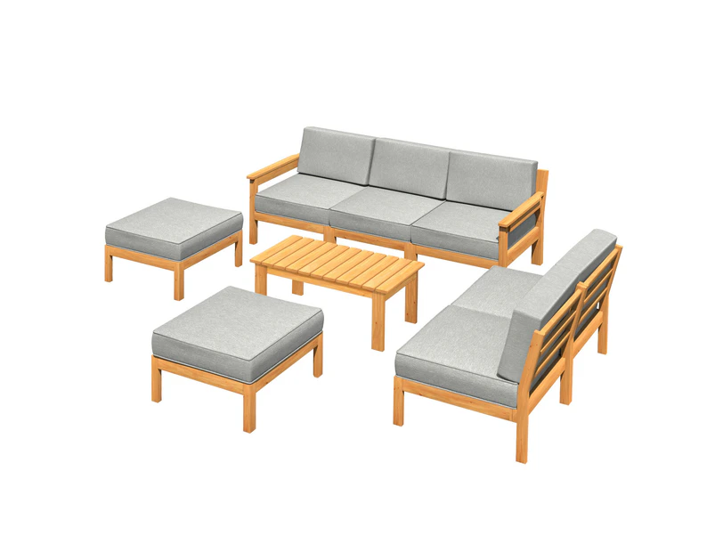 Livsip Outdoor Sofa Set Patio Furniture Wooden Table & Chairs Garden Lounge 8 Piece