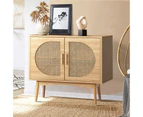 Oikiture Sideboard Cabinet Buffet Rattan Furniture Cupboard Hallway Shelf Wood