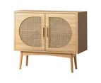 Oikiture Sideboard Cabinet Buffet Rattan Furniture Cupboard Hallway Shelf Wood