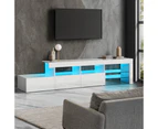 Oikiture Entertainment Unit TV Cabinet LED Gloss 220cm - White