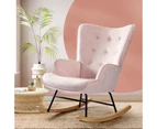 Oikiture Rocking Chair Armchair Velvet Accent Chairs Fabric Upholstered Pink