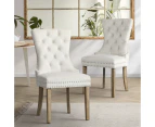 Oikiture 2x Velvet Dining Chairs French Provincial Tufted Kitchen Cafe Chair