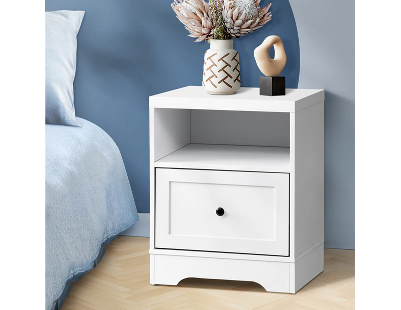 Oikiture Bedside Table Hamptons White