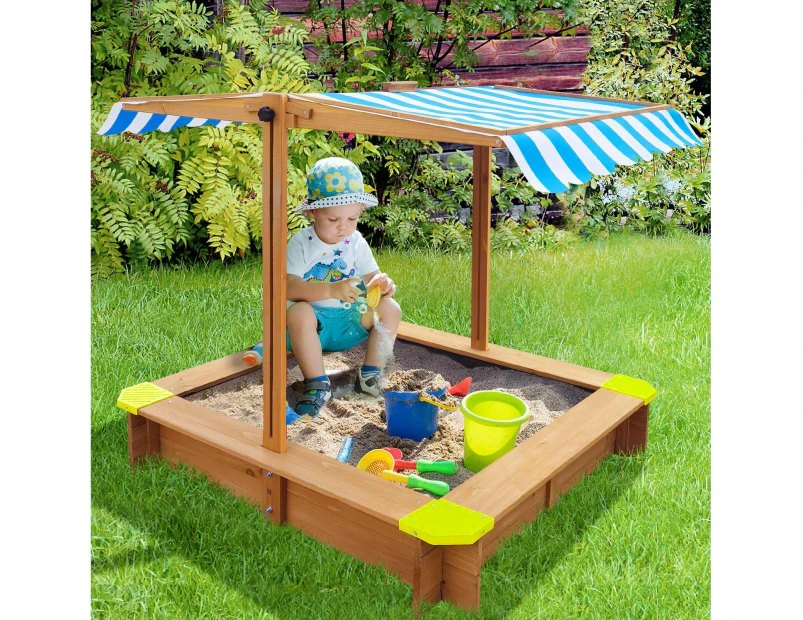 Mazam Kids Sandpit Outdoor Toys Wooden Sandbox Beach Play Box Children Canopy