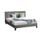 Oikiture Upholstered Platform Bed Frame Queen Size Bed Frame for Adults and Children Grey