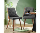 Oikiture x2 Dining Chairs Wooden Chair Kitchen Cafe Faux Leather Padded Seat