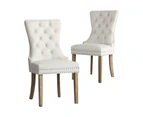 Oikiture 2x Velvet Dining Chairs French Provincial Tufted Kitchen Cafe Chair