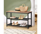 Oikiture Shoe Cabinet Bench Shoes Rack Shelf Storage 3-Tier Industrial Furniture