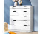 Oikiture 6 Chest of Drawers Tallboy - White