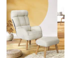 Oikiture 360 Swivel Armchair Recliner Lounge Ottoman Accent Chair Sofa With Stool Beige