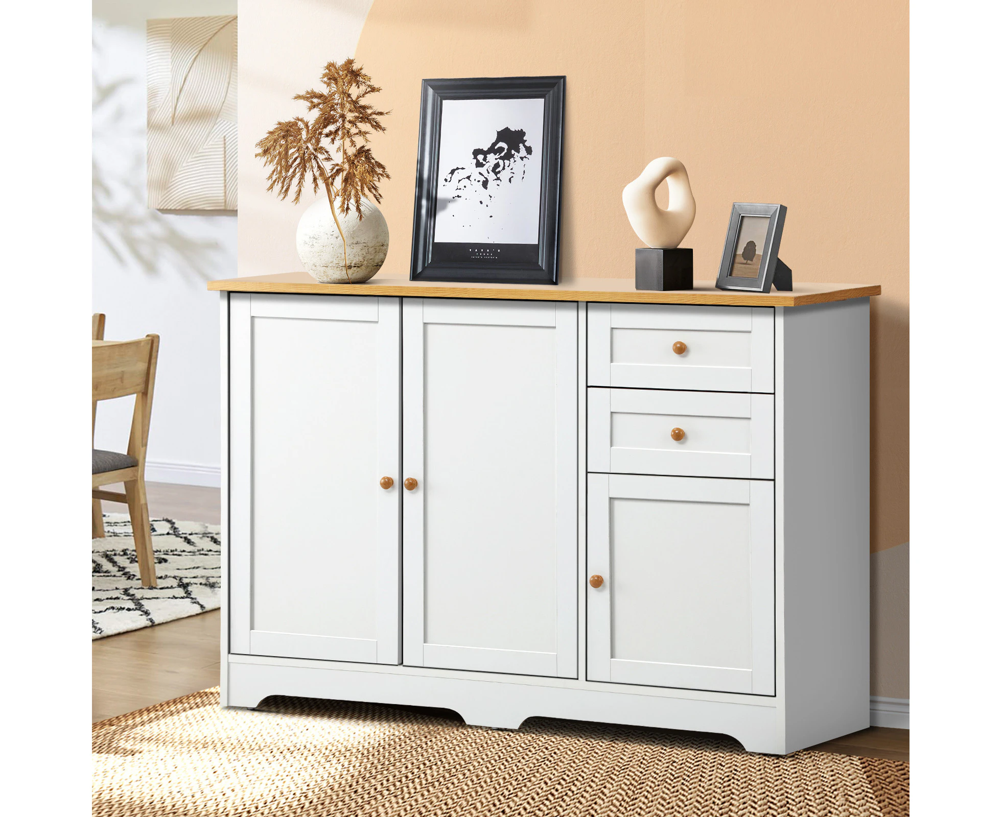 Oikiture Buffet Sideboard Cabinet Storage Cupboard Hallway Kitchen Drawers Table