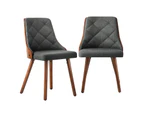 Oikiture x2 Dining Chairs Wooden Chair Kitchen Cafe Faux Leather Padded Seat