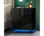 Oikiture Bedside Table RGB LED Nightstand Cabinet 3 Drawers Side Table Furniture Black