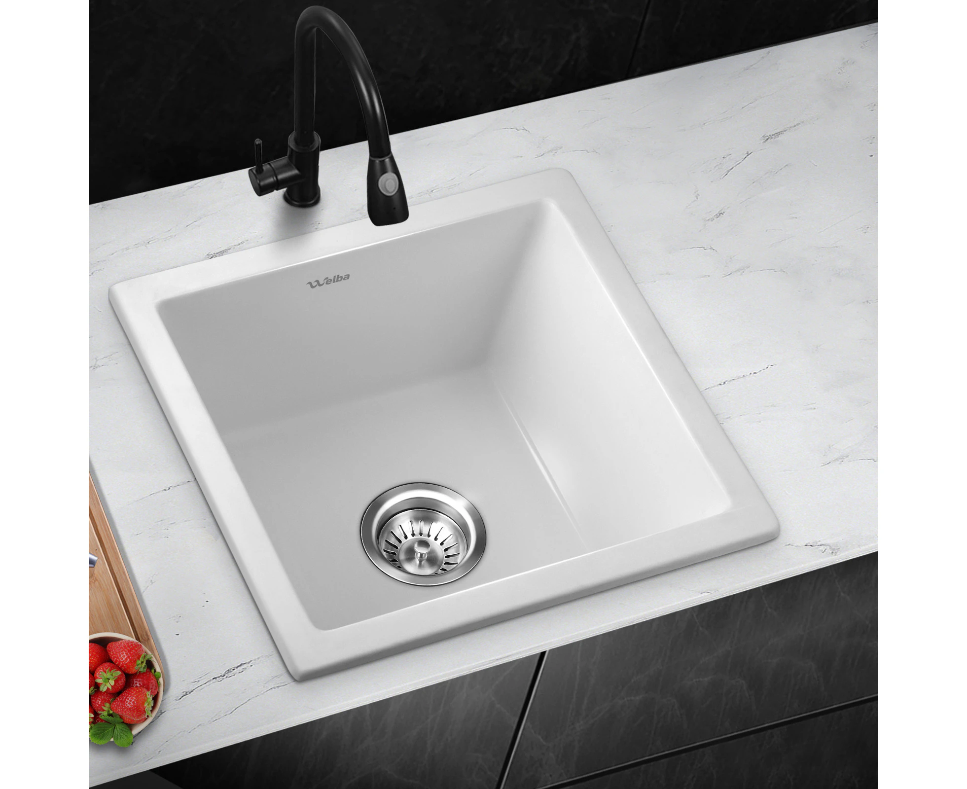 Welba Kitchen Sink 45x45cm Granite Stone - White