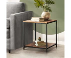 Oikiture Side End Table Coffee Table Bedside Shelf 2-Tier Industrial Furniture