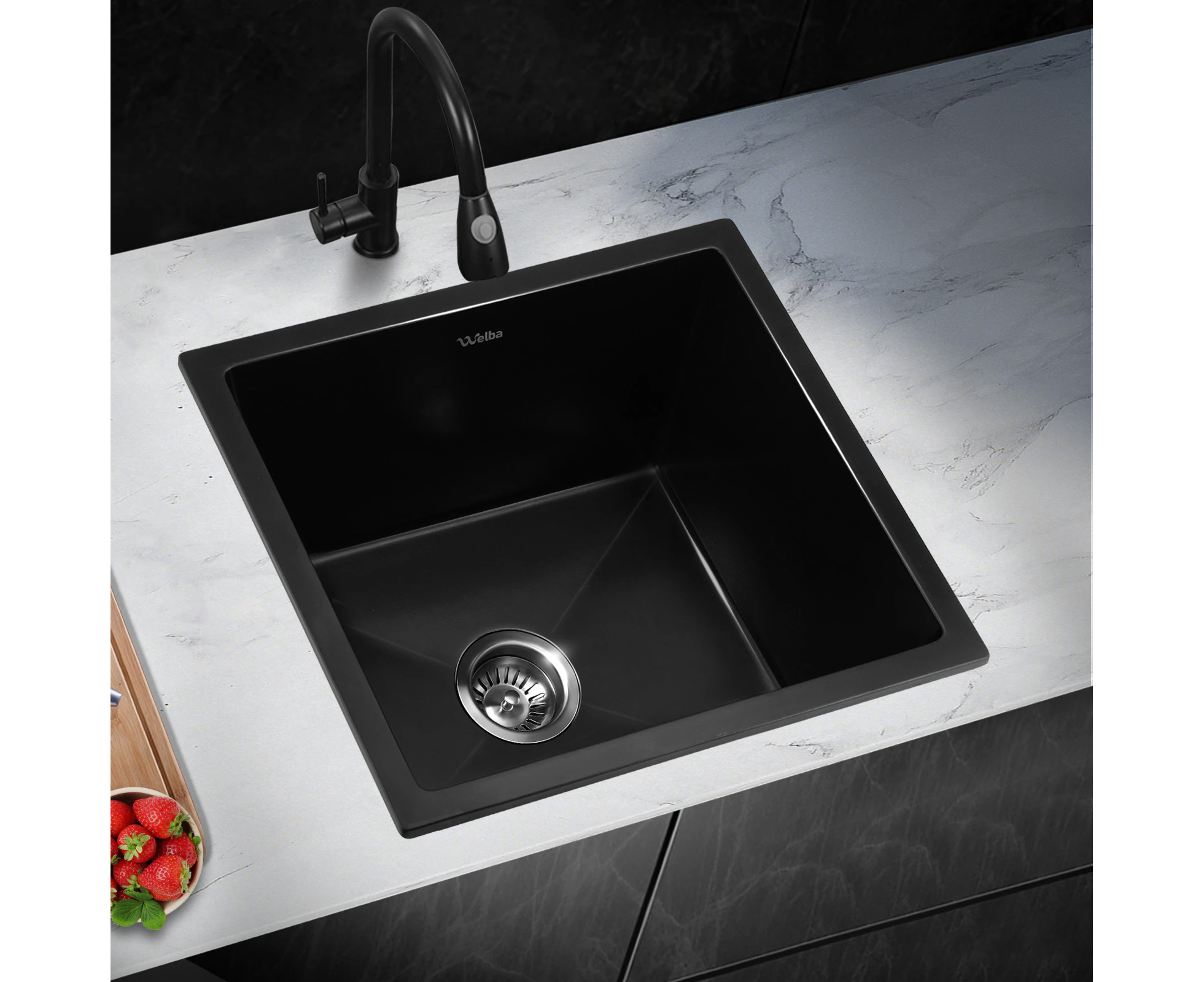 Welba Kitchen Sink 45x45cm Granite Stone - Black