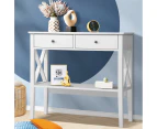 Oikiture Console Table Hall Side Entry 2 Drawers Hallway Display Shelf Desk