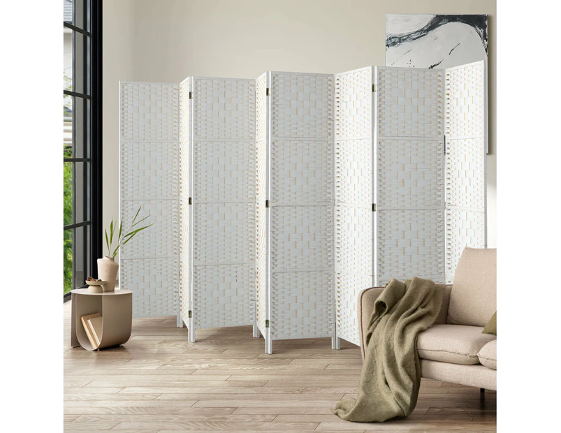 Oikiture 8 Panel Room Divider Wooden - White