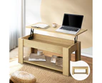 Oikiture Coffee Table Lift Up Top - Natural